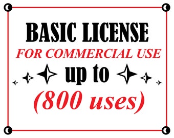 Basic Commercial license for up to 800 uses/sales for 1 person