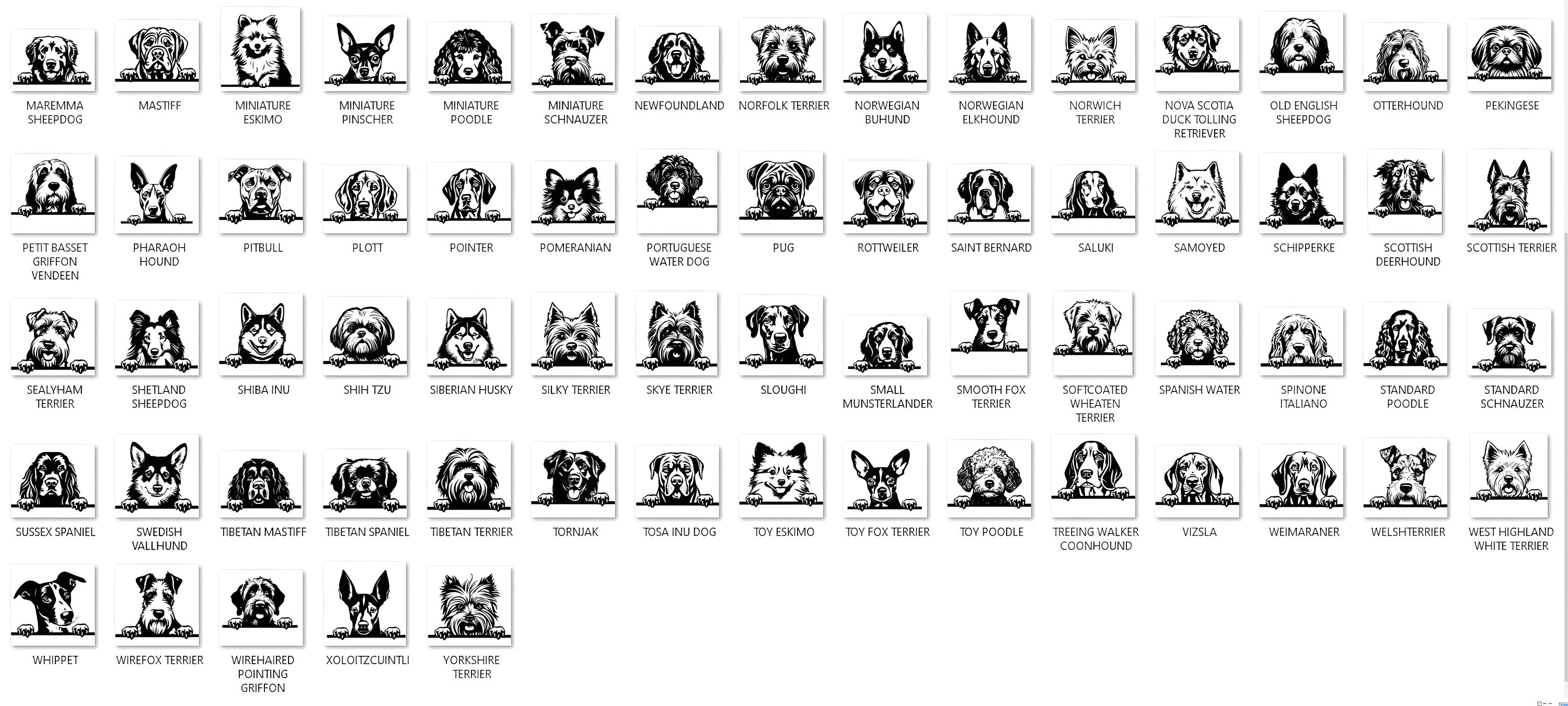 Laser Cut Files Peeking Dogs Pure Breeds and Cross Breed Svg Dxf Pdf ...