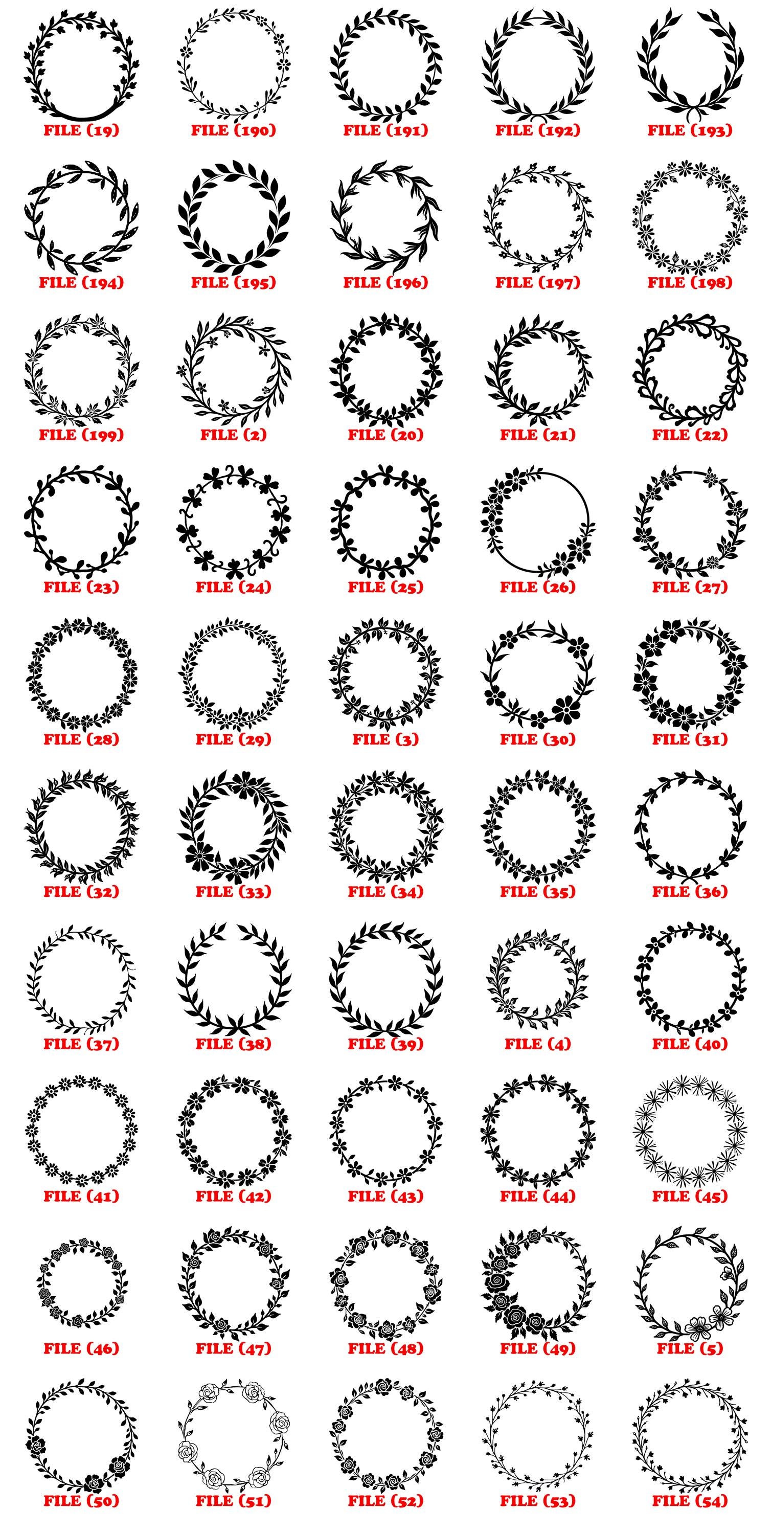 Floral Wreath Line-art Svg Png Pdf & Dxf Bundle for Crafting Instant ...