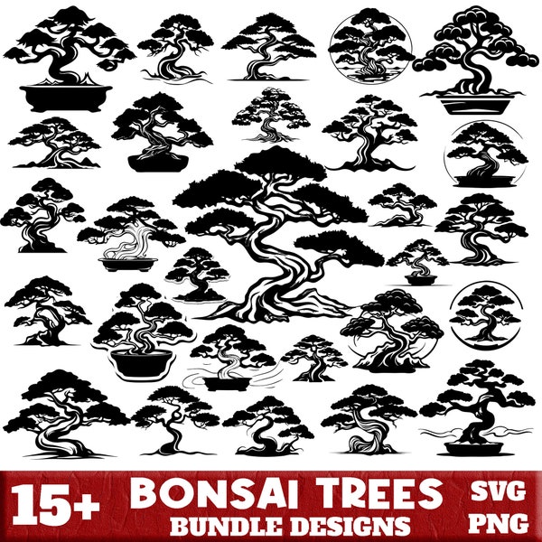 Bonsai Trees Svg, Bundle SVG, PNG instant digital downloads