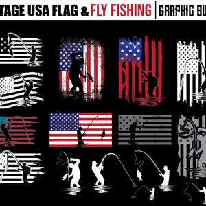 Fly fishing svg files - Fly fishing FLAG BUNDLE fly fisherman svg instant digital downloads