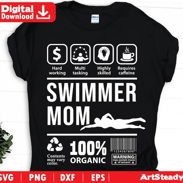 Swim svg files - funny multi tasking theme for MOM Swimming graphic art or summer svg instant digital downloads