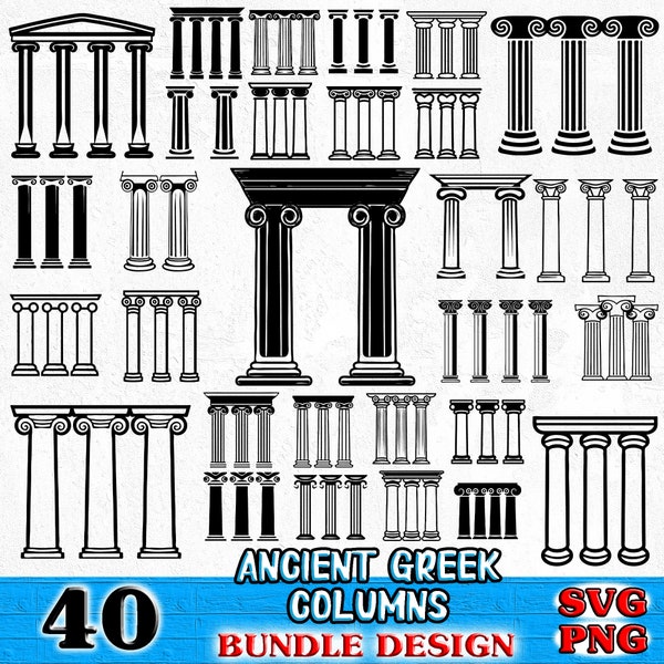 Ancient Greek Columns, Bundle SVG, PNG instant digital downloads