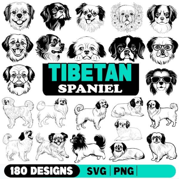 Tibetan Spaniel dog pet lover owner Bundle SVG, PNG instant digital downloads