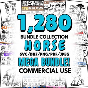 Horse Mega Bundle Collection SVG | DXF Files for Cricut | Horse Silhouette Clipart | Equestrian Designs | Commercial Use Bundle