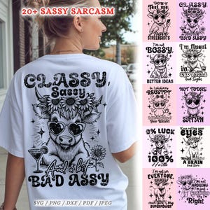 Sarcastic Funny Cow Svg Dxf Pdf Png Jpeg Bundle | Highland Cow Humor Svg | Sarcastic Snarky Cow | Cute Swearing Cow Svg | instant downloads