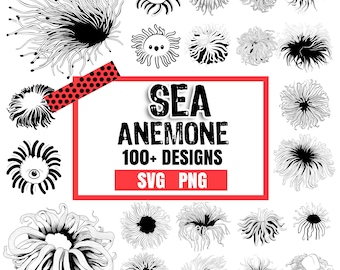 Sea Anemone, Bundle SVG, PNG instant digital downloads