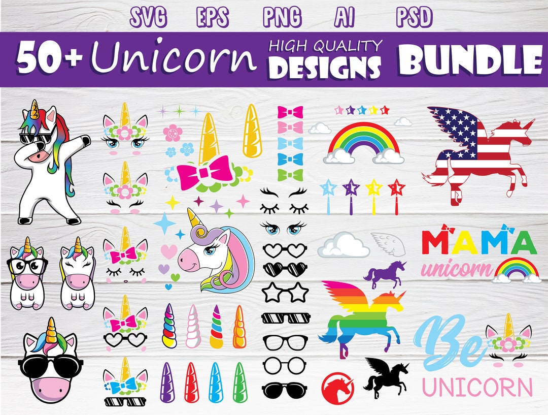 Cute Unicorn Svg Dxf Pdf Png Jpeg Bundle | Magical Unicorn Svg Files ...