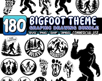 Bigfoot DXF Bundle | Sasquatch Laser Cut Files | Yeti CNC Patterns | Bigfoot Silhouette Designs | Forest Scene DXF | Wildlife Laser Art