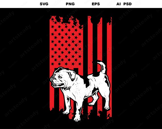 Download American Bulldog Svg File Art Print American Flag Vintage Etsy