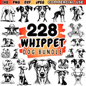 Whippet Dog SVG Bundle | Dog Breed DXF Files | Cricut Design Space | Commercial Use Digital Files
