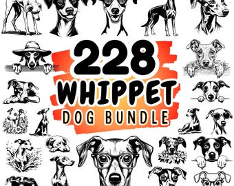 Whippet Dog SVG Bundle | Dog Breed DXF Files | Cricut Design Space | Commercial Use Digital Files