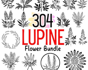 Lupine Flower SVG | Lupine DXF Bundle | Floral Cut Files for Cricut | Wildflower Clipart | Botanical Silhouette Designs