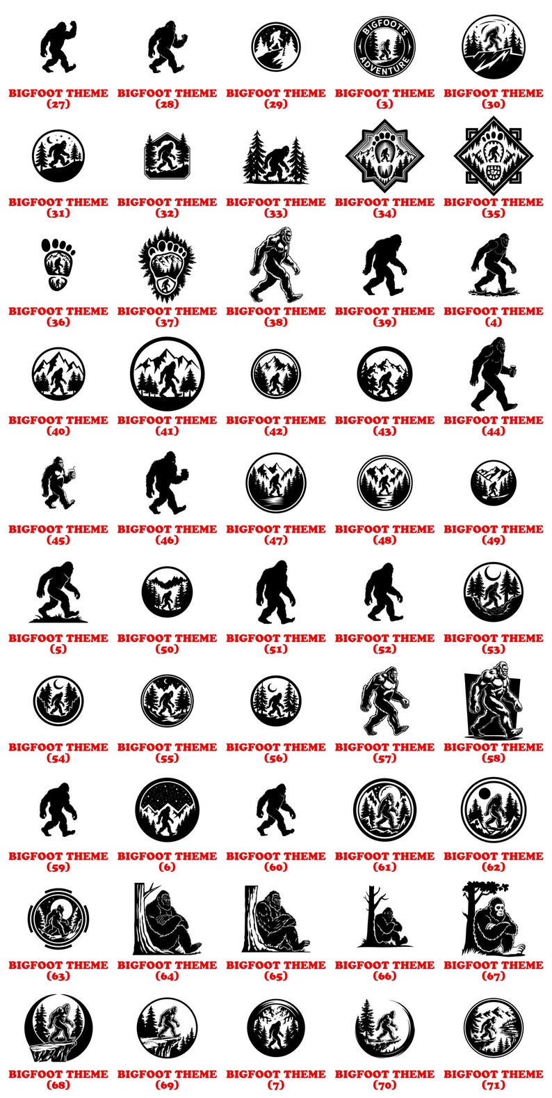 Bigfoot Engraving Files | Sasquatch Laser Art Yeti Engrave Design Bigfoot DXF for CNC Forest Scene Engraving | Wildlife Laser Cut Commercial image 13