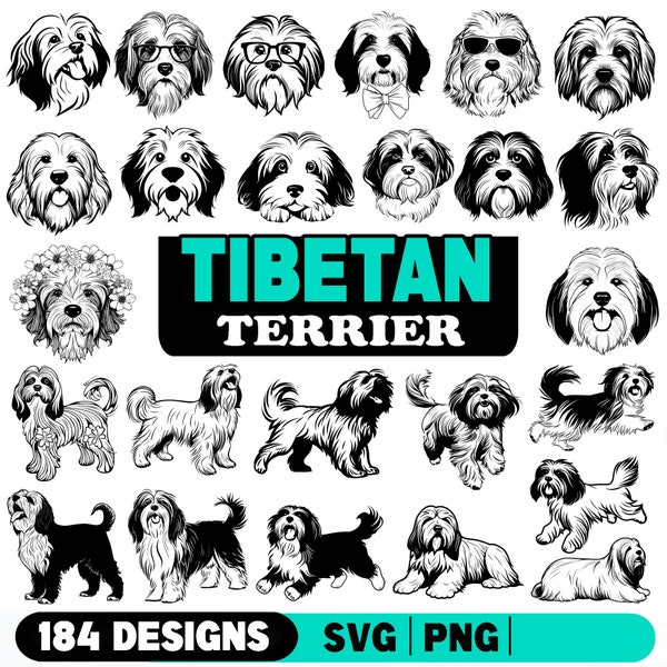 Tibet Terrier Hund Tierliebhaber Besitzer Bundle SVG, PNG sofortige digitale Downloads