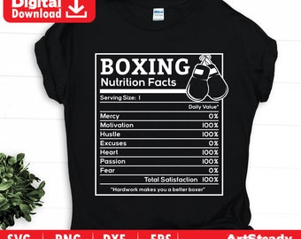 Boxing svg files - funny nutritional facts graphic art artsy artwork boxer svg or mma digital download instant download