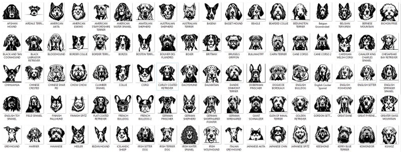 Laser Cut Bundle DOG Heads Complete Breeds SVG Dxf Png Pdf Eps - Dogs ...