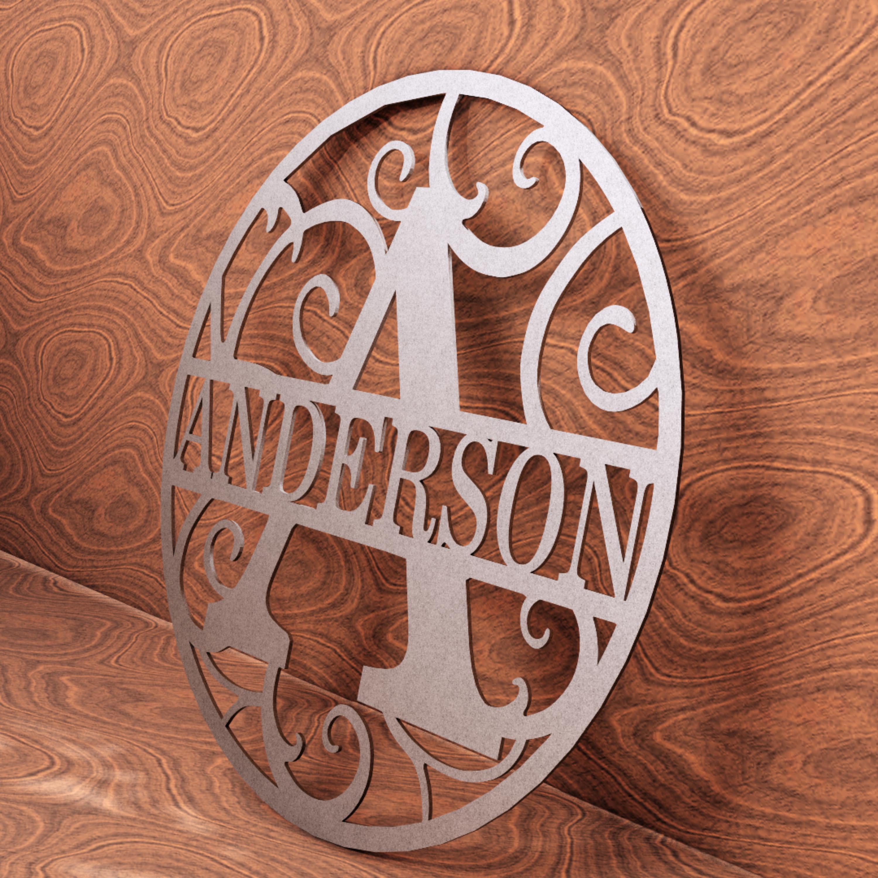 WHIZLIMITED “MONOGRAM PLATE” BROWN Laser Cut Split Monogram A to Z Files for Glowforge Xtool & CNC