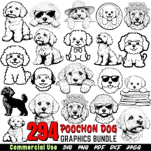 Poochon Dog Svg Png Pdf & Dxf Bundle Poodle Bichon Mix Clipart for ...