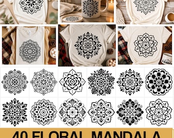 Floral Mandala Seamless Pattern Svg & Png Bundle for Crafting and Design instant downloads