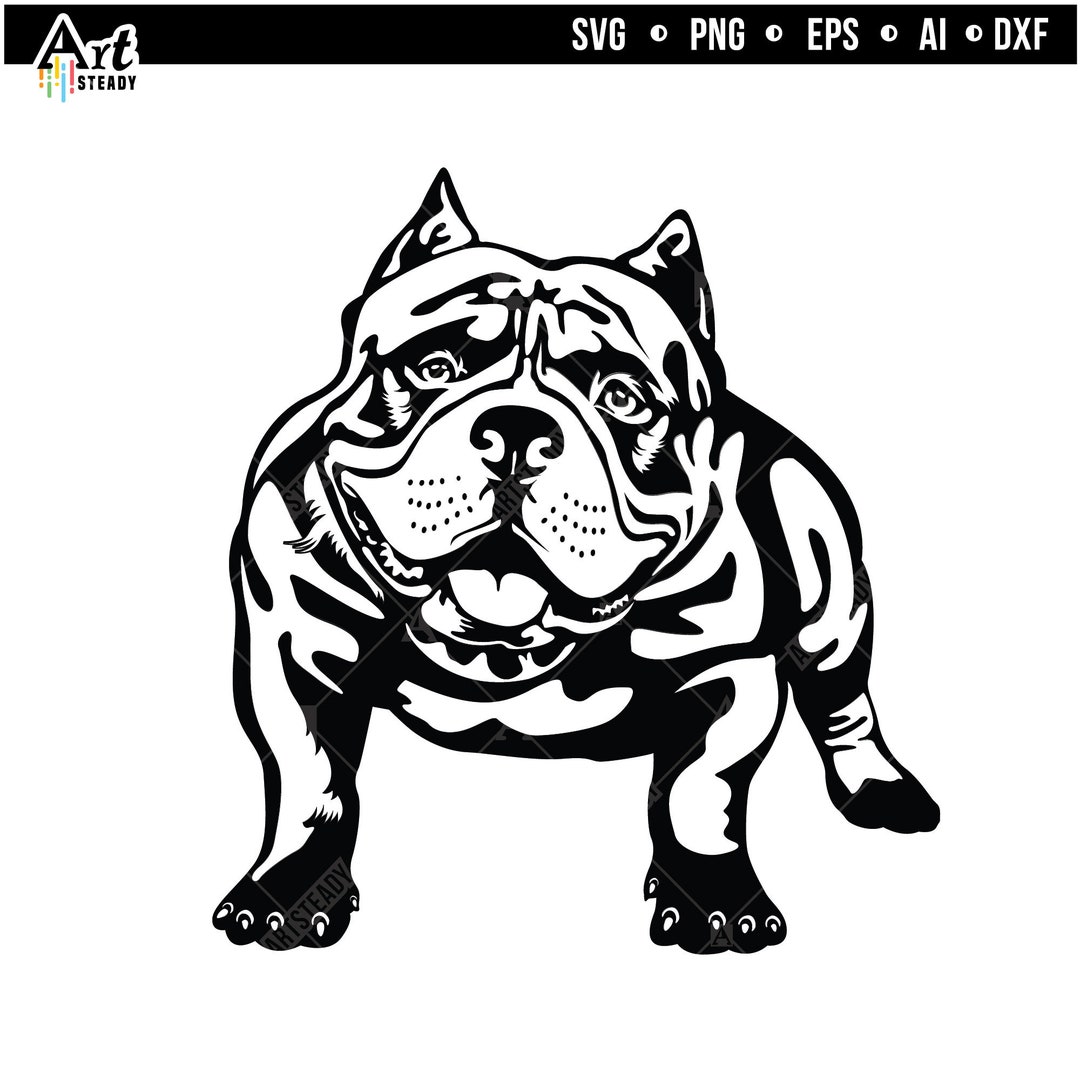 American Bully Svg Arts AMERICAN BULLY DOG Vintage Drawing