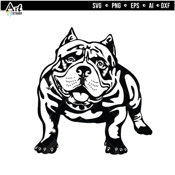 Amerikaanse bully svg arts - AMERICAN BULLY DOG vintage tekening instant download kunst