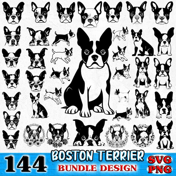 Boston Terrier Hund Haustier Liebhaber Besitzer Bundle SVG, PNG sofortige digitale Downloads