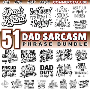 Pacote SVG de Sarcasmo de Pai | Citações Engraçadas de Pai | Piadas e Humor de Pai Cricut Silhouette Cut Files