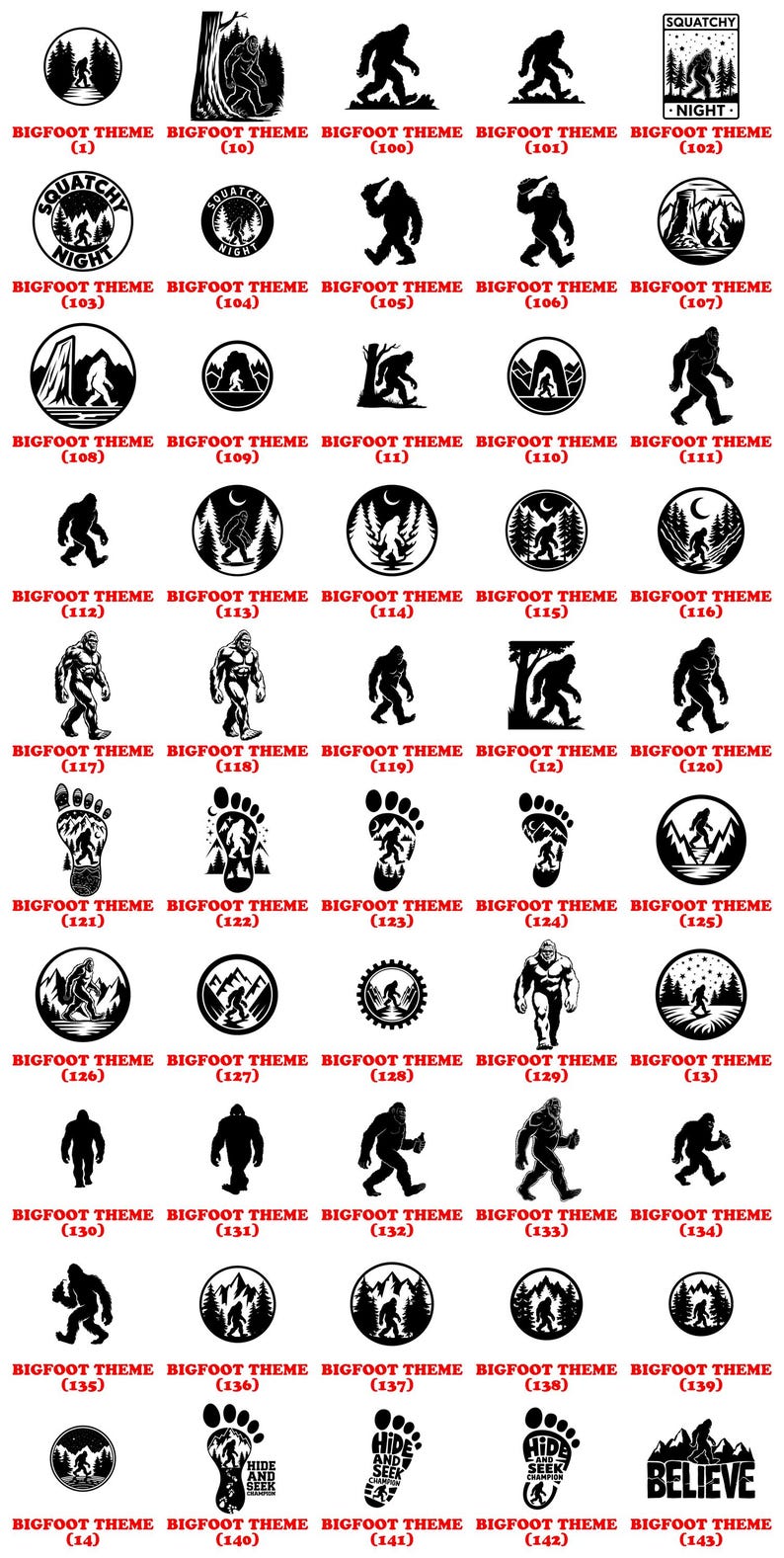 Bigfoot SVG Bundle Sasquatch Clipart | Yeti Silhouette | Bigfoot Cut Files for Cricut | Camping Adventure Designs | Forest SVG | Commercial image 16