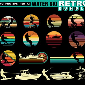 Water ski svg files - WATER SKI RETRO bundle water skiing water sports svg