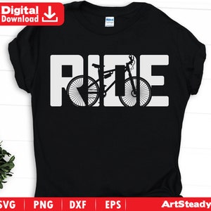 Mountain bike svg files bicycle RIDE text ART - cycling or MTB svg