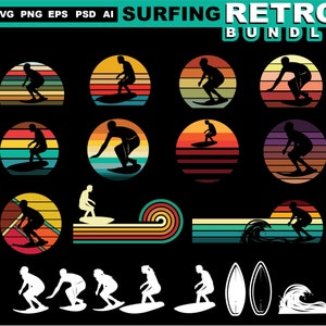 surfing svg files - beach surfer summer svg graphic arts RETRO BUNDLE art