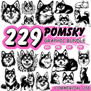 Pomsky Dog SVG | DXF Bundle | Cricut Files | Dog Clipart Digital Download | Cute Dog Lover Designs | Commercial Use