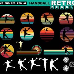 Handball svg files - cool retro graphic bundle vintage art handball vector art digital download