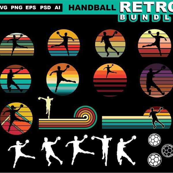 Handball svg dateien - cooles retro grafik bundle vintage kunst handball vektor art digital download