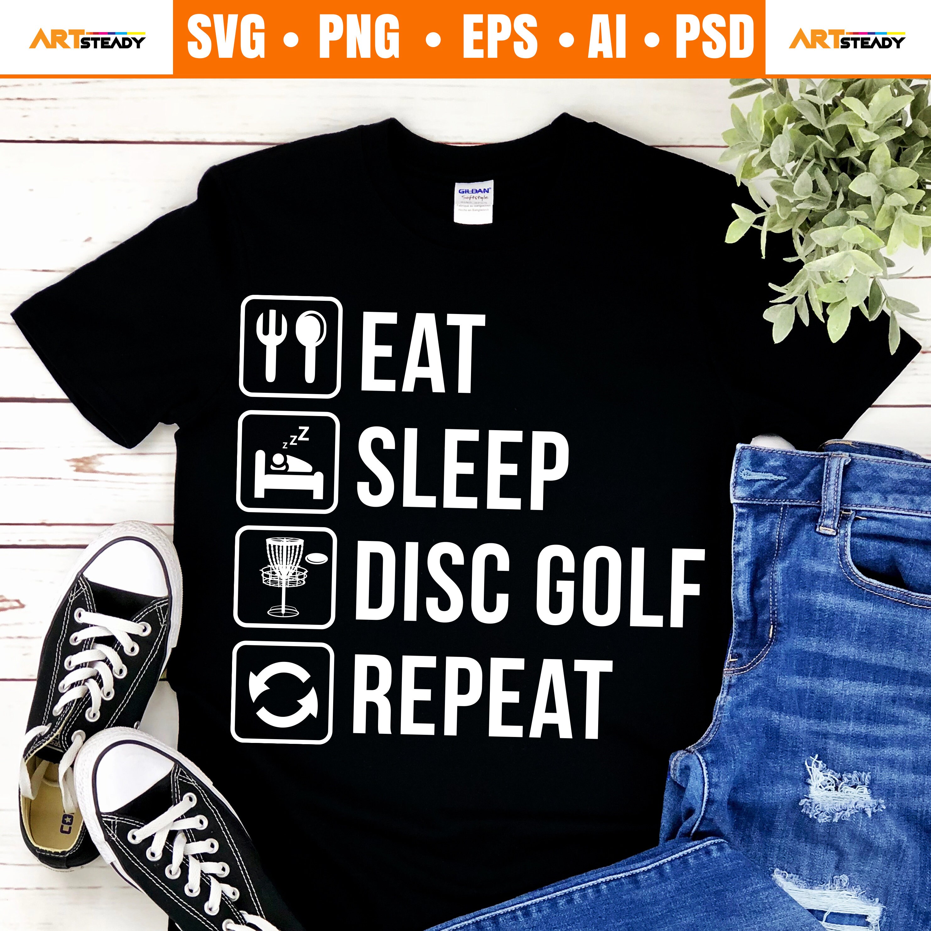 Disc Golf Svg File Art Discgolf Eat Sleep DISC GOLFS Repeat Frisbee