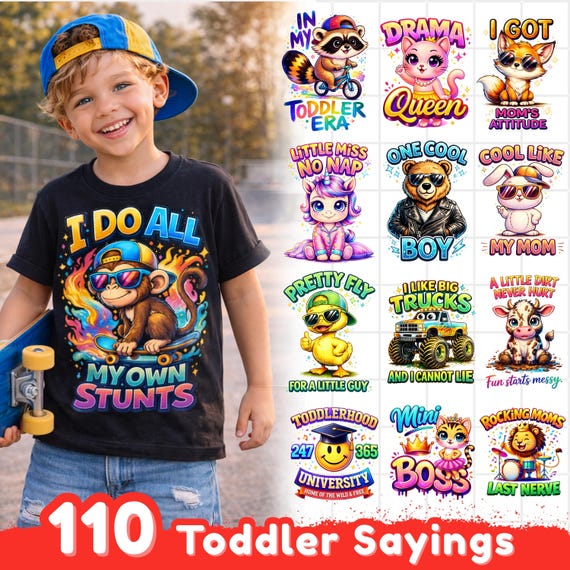 Toddler Animal Sayings Sublimation PNG, Cute Kids Animal Quotes, Funny Toddler Shirt Design, Baby Graphic Instant Download