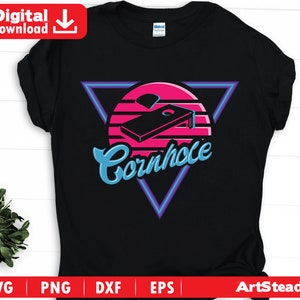 Cornhole svg files -  retro cool neon style of art vintage theme Corn hole game svg digital download instant download