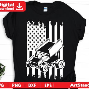 Sprint car svg files -american Flag artsy USA patriotic creative art  racing cars svg instant digital downloads