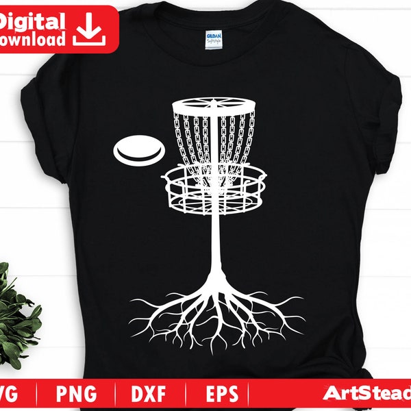 Disc golf svg files - DISC GOLF with tree roots art Basket with root discgolf frisbee vector instant digital downloads