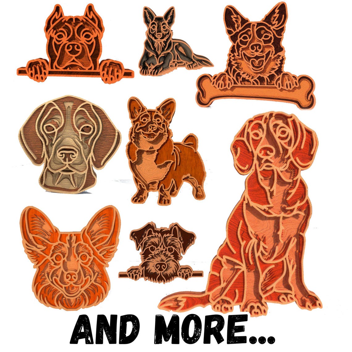 DOGS Multi Layer Laser Cut Files Dxf, Svg, Eps & Pdf Bundle - Complete ...