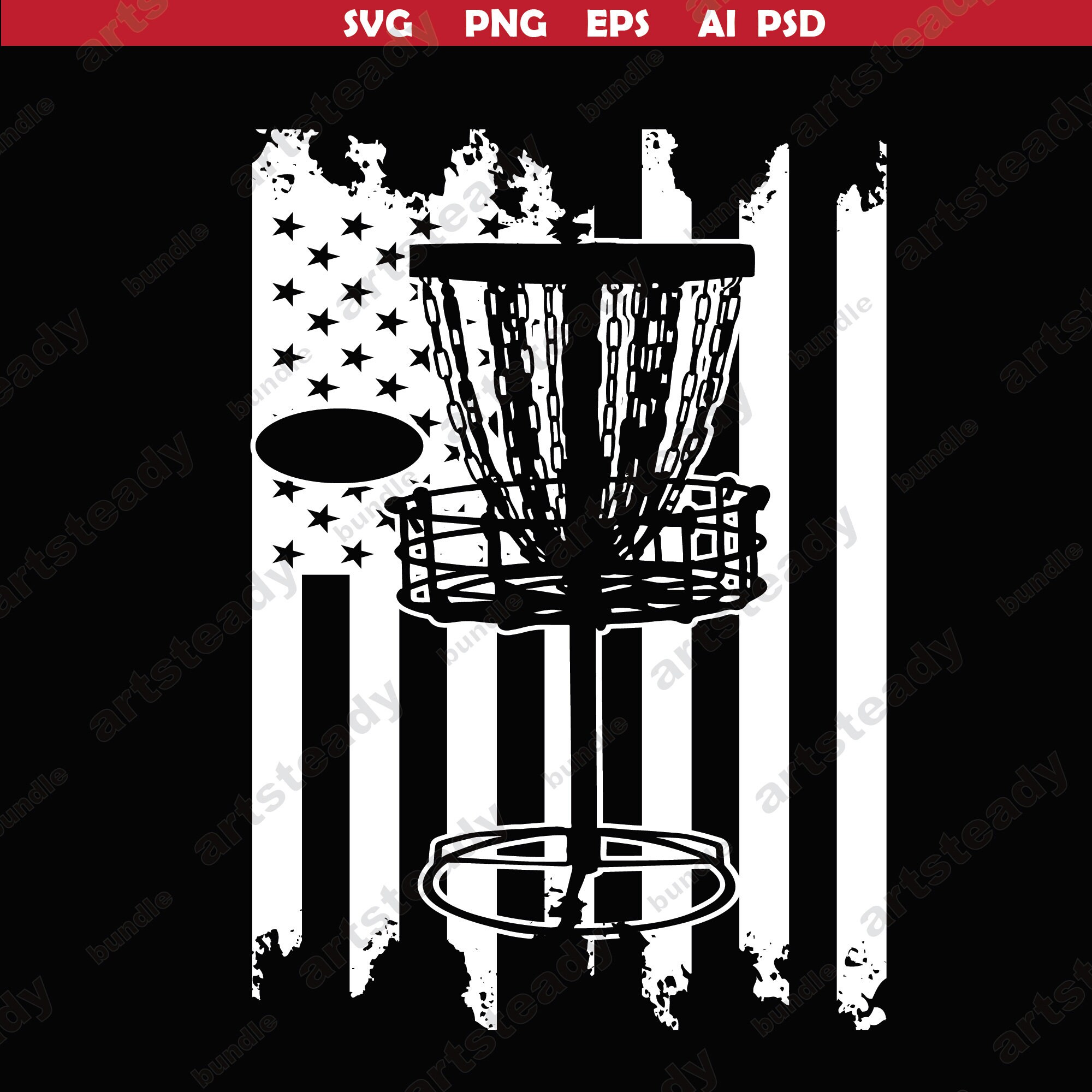 Disc golf svg file art print AMERICAN FLAG disc golf bundle Etsy