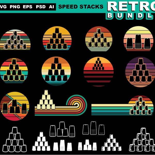 Speed stacks svg files - SPEED STACKS cool graphic RETRO Bundle art speed cups svg sports instant download
