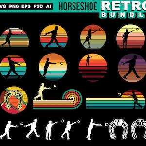 Horseshoe Svg Dxf Pdf Png Jpeg Bundle | Horseshoe Retro Svg | Horse Shoes Clipart | Cowboy Western Silhouette Svg |  Instant Download