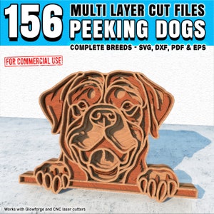 156 Guckende Hunde Multi-Layer-Laserschnitt-Dateien Dxf, svg, eps & pdf-Bundle - Sofortige Downloads