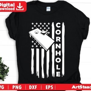 Cornhole svg files -  vintage USA american flag distress style artistic US art Corn hole game svg digital download instant download
