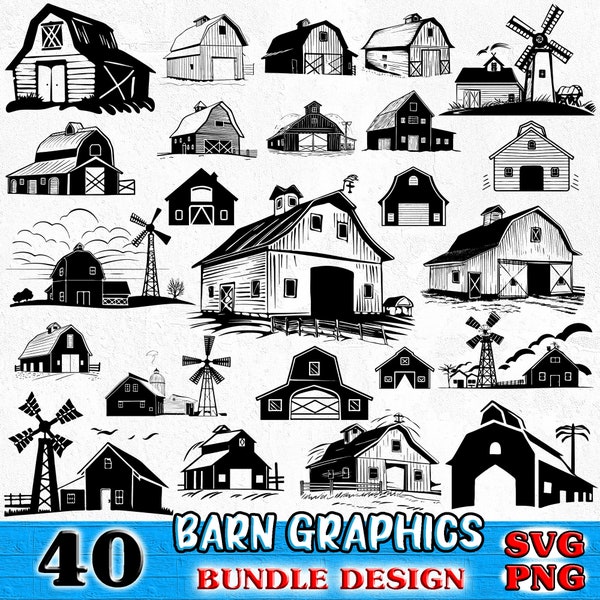 Barn farm house Bundle SVG, PNG instant digital downloads