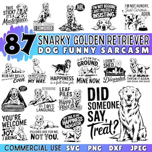Pacchetto SVG Golden Retriever sarcastico / Citazioni sarcastiche divertenti / File per amanti dei cani per Cricut / Sarcasmo SVG per artigianato / Uso commerciale