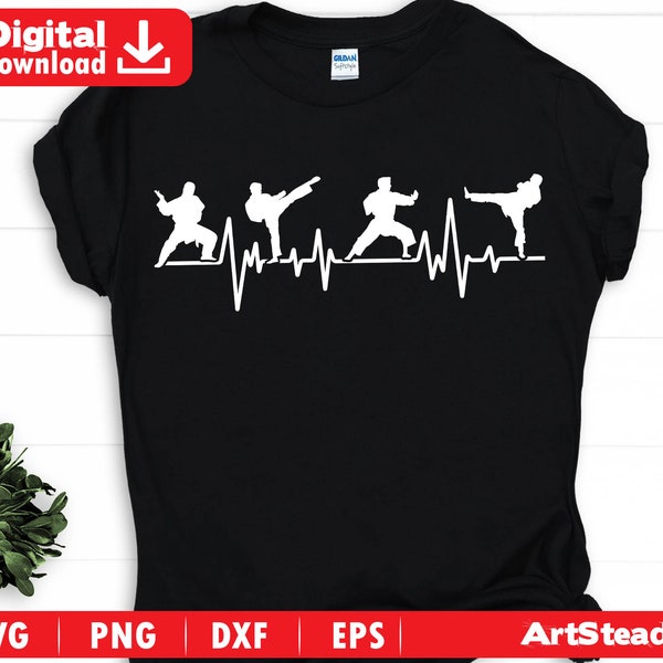 Karate svg - cute medical heartbeat arts Martial arts svg or Mma svg graphic arts instant download