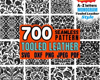 Tooled leather Seamless pattern svg files bundle Svg Dxf Png Dxf Pdf Boho Flower vector pattern Repeat graphics instant downloads